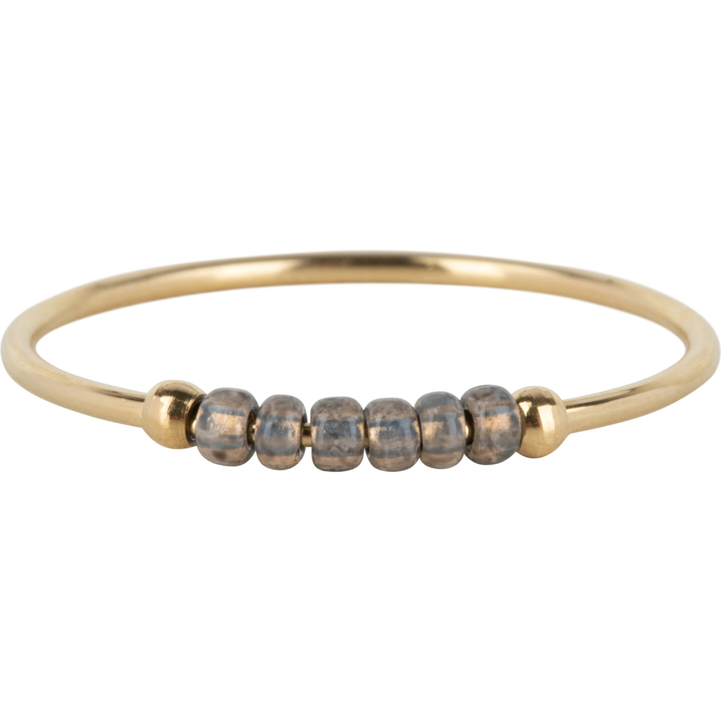 Charmin's R1143 Anxiety Ring Palm Taupe Beads Goldplated