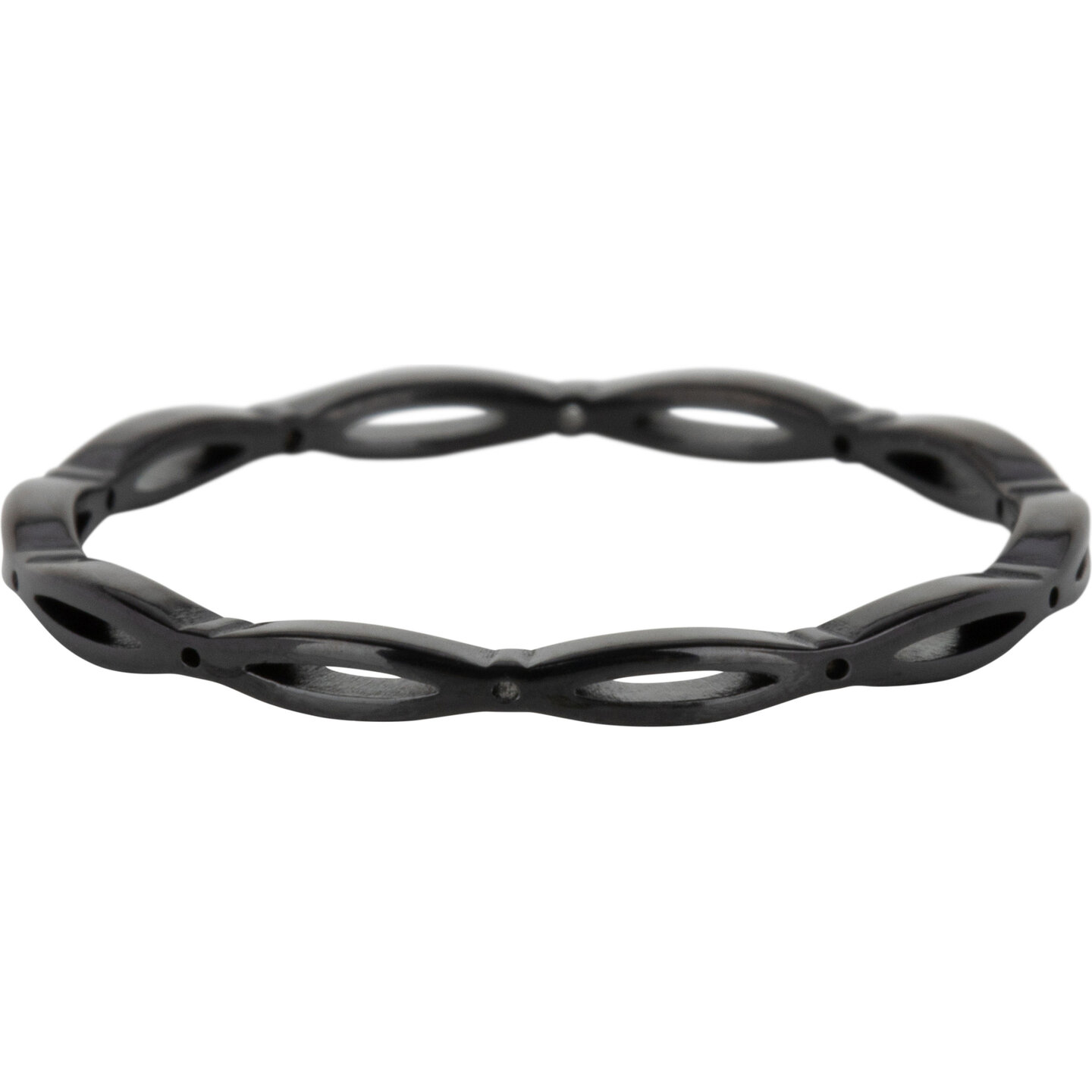 Charmin's Ring Open Gladde Ovaaltjes Zwart R1114