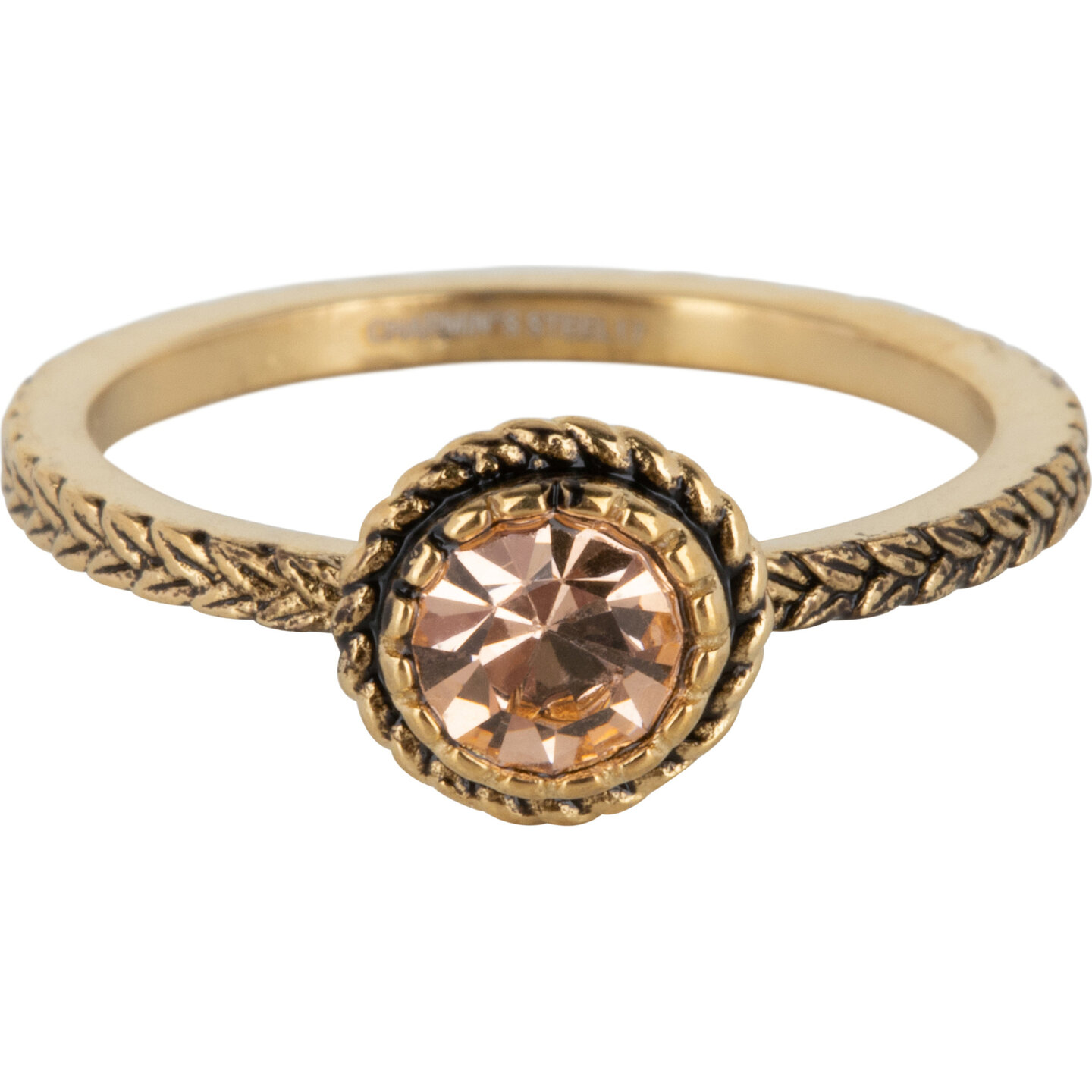 Charmin's ring R1099 Birthstone November Champagne Stone Goldplated Iconic Vintage