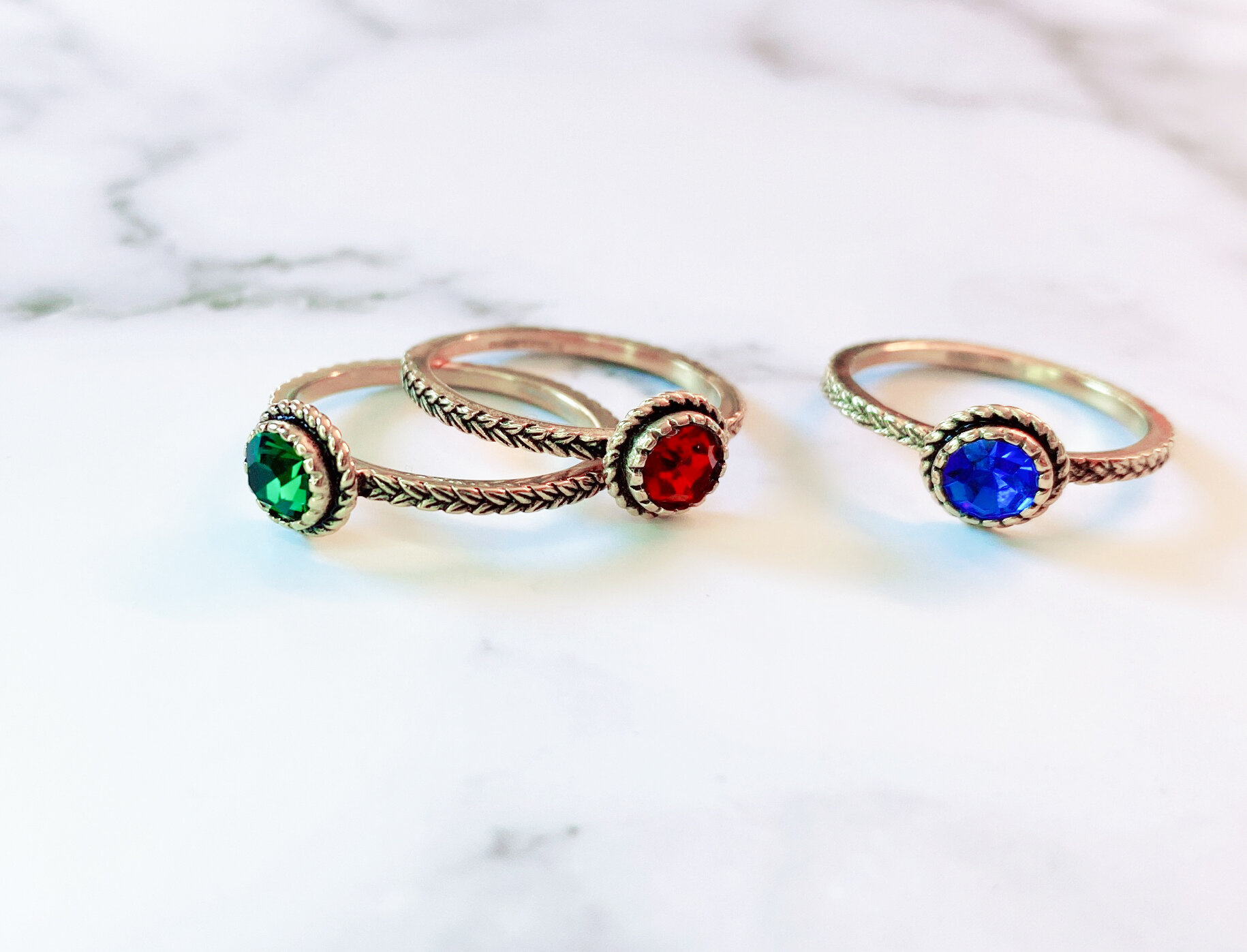 Charmin's ring R1098 Birthstone September Blue Sapphire Stone Goldplated Iconic Vintage 