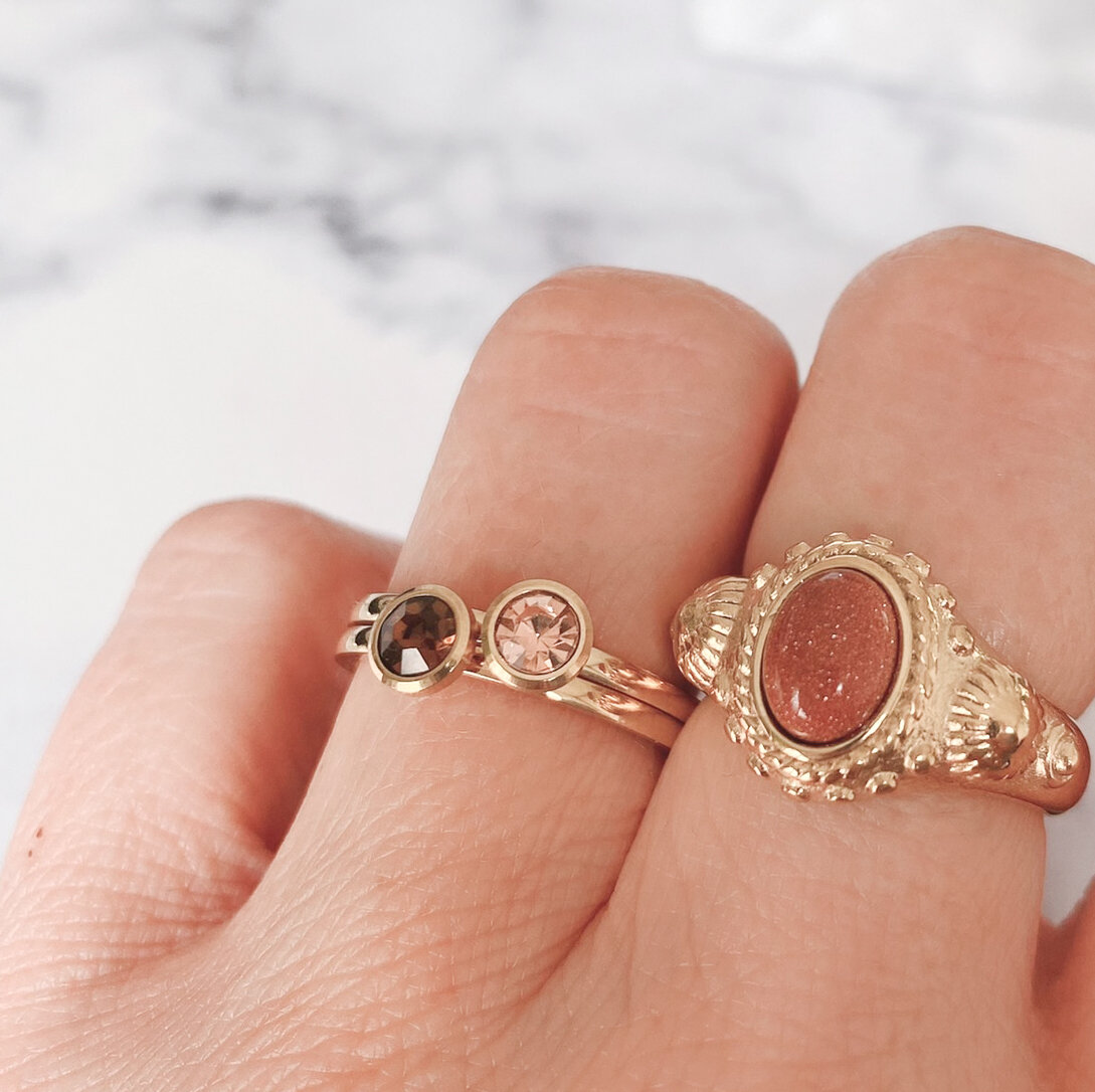 Charmin's Zegel Ring R1055 Turkoys Howlite ion-goldplated