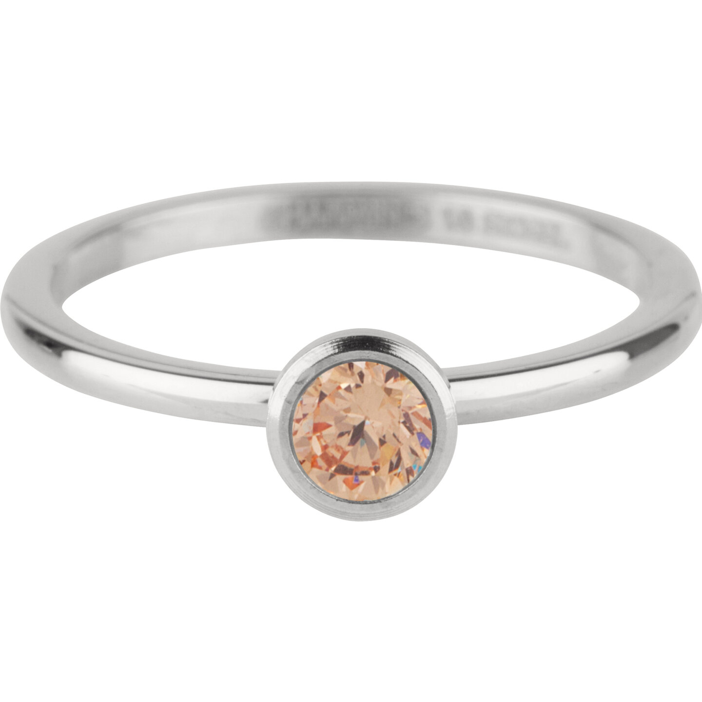 Charmin&#039;s Ring Geburtsstein November Braun Champagner Kristall Stahl Ikonisch R1041