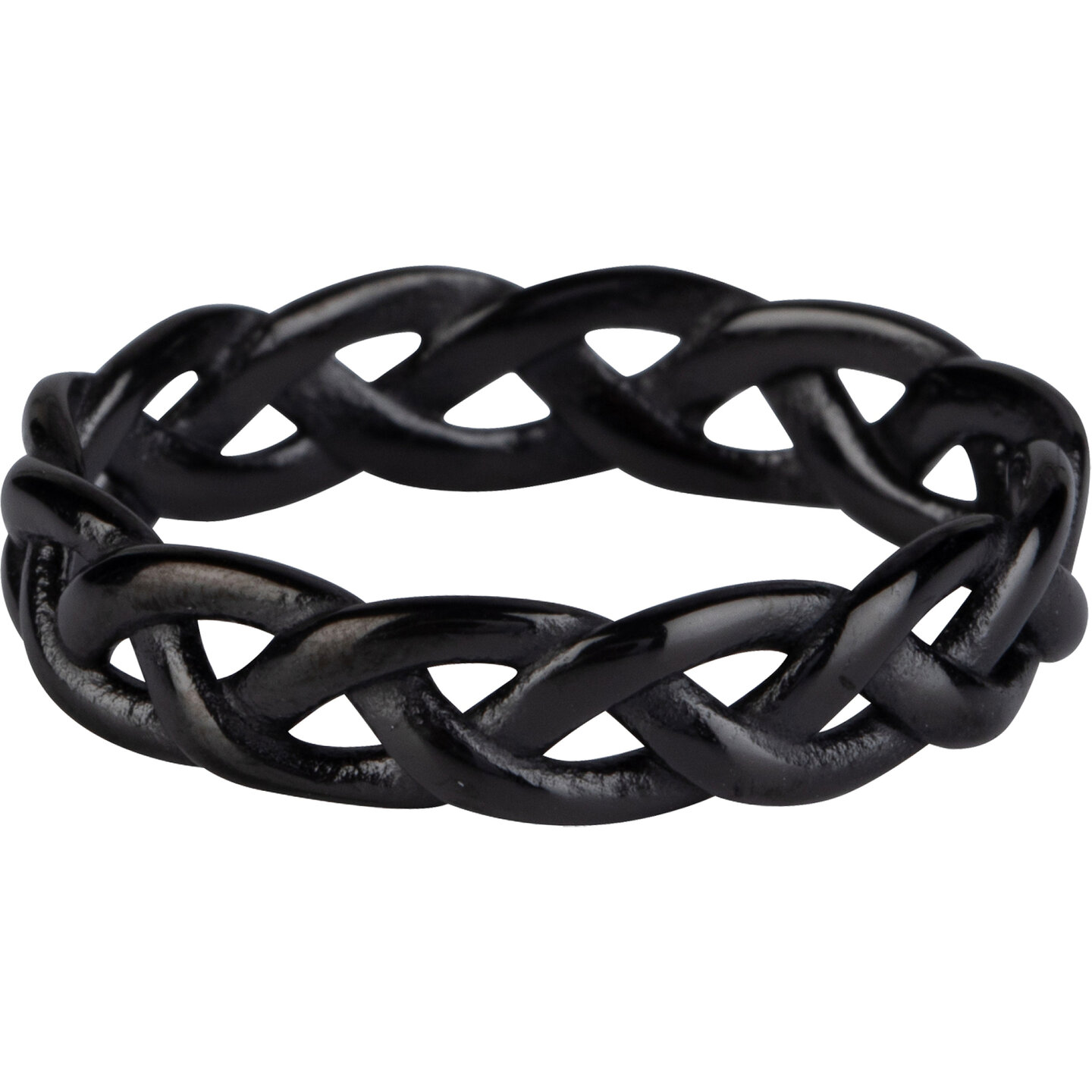 Charmin&rsquo;s ring R1040 Gevlochten Brede Ring Black