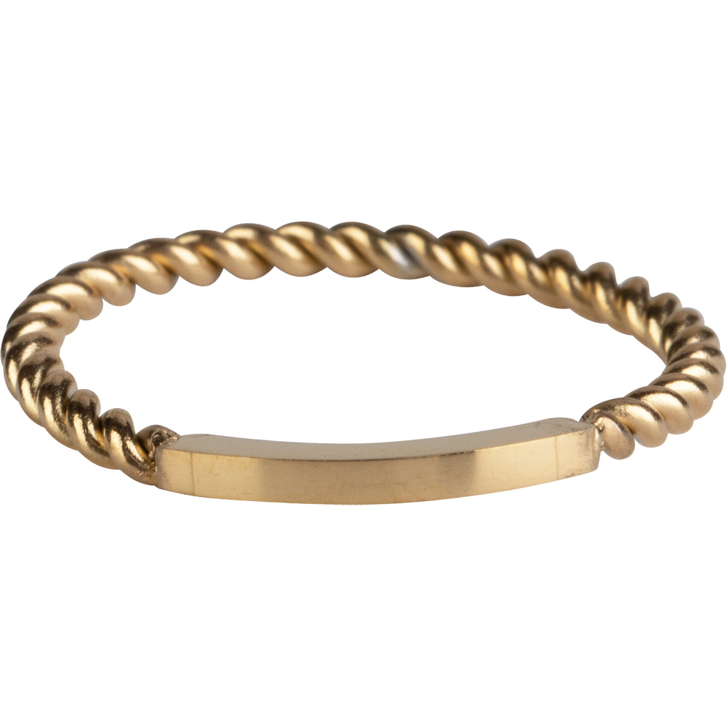 Charmin&rsquo;s basisring R1030 Gedraaid met een Plaatje Goldplated 