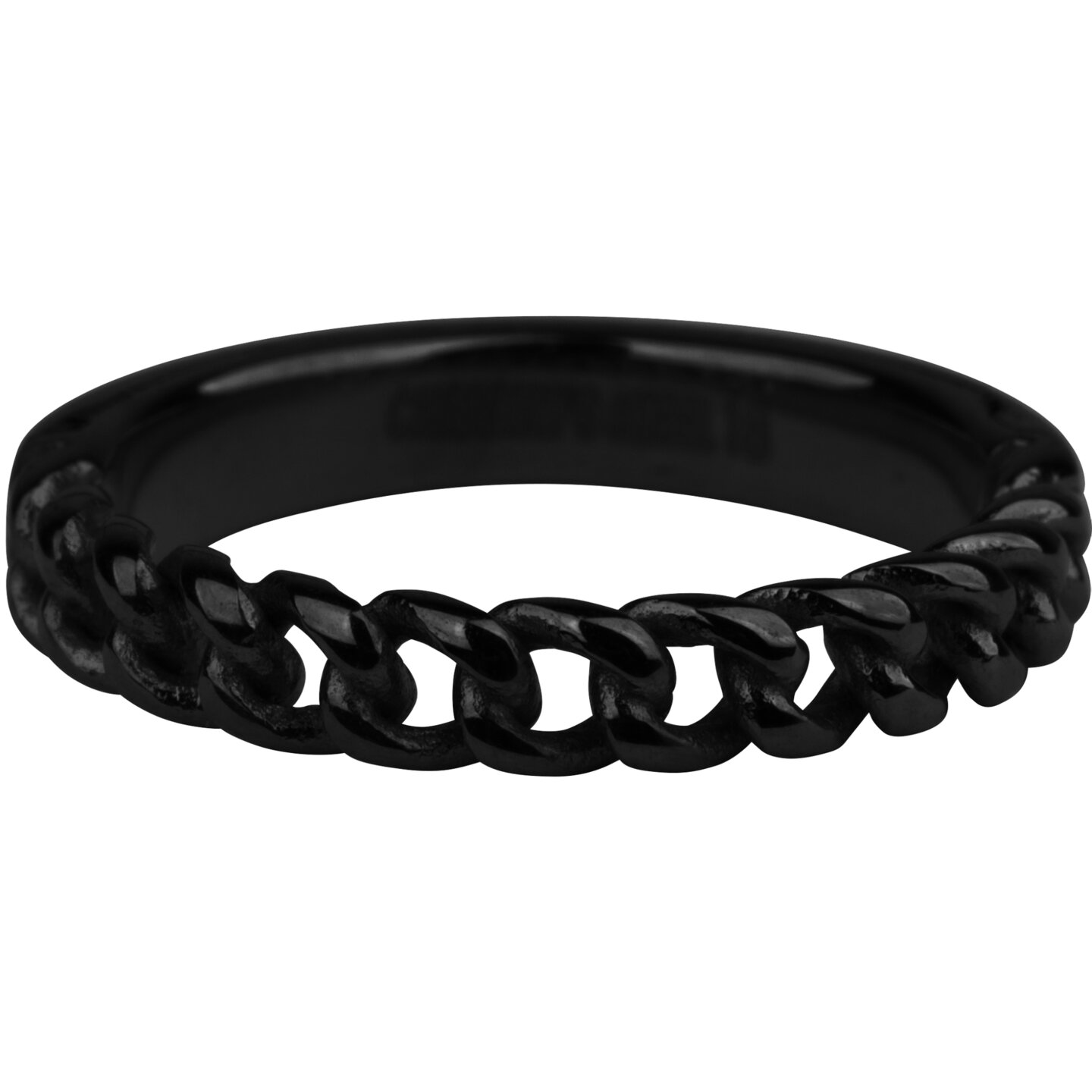 Charmin's Zwarte Ketting-ring Half Ketting Half Glad Staal R879