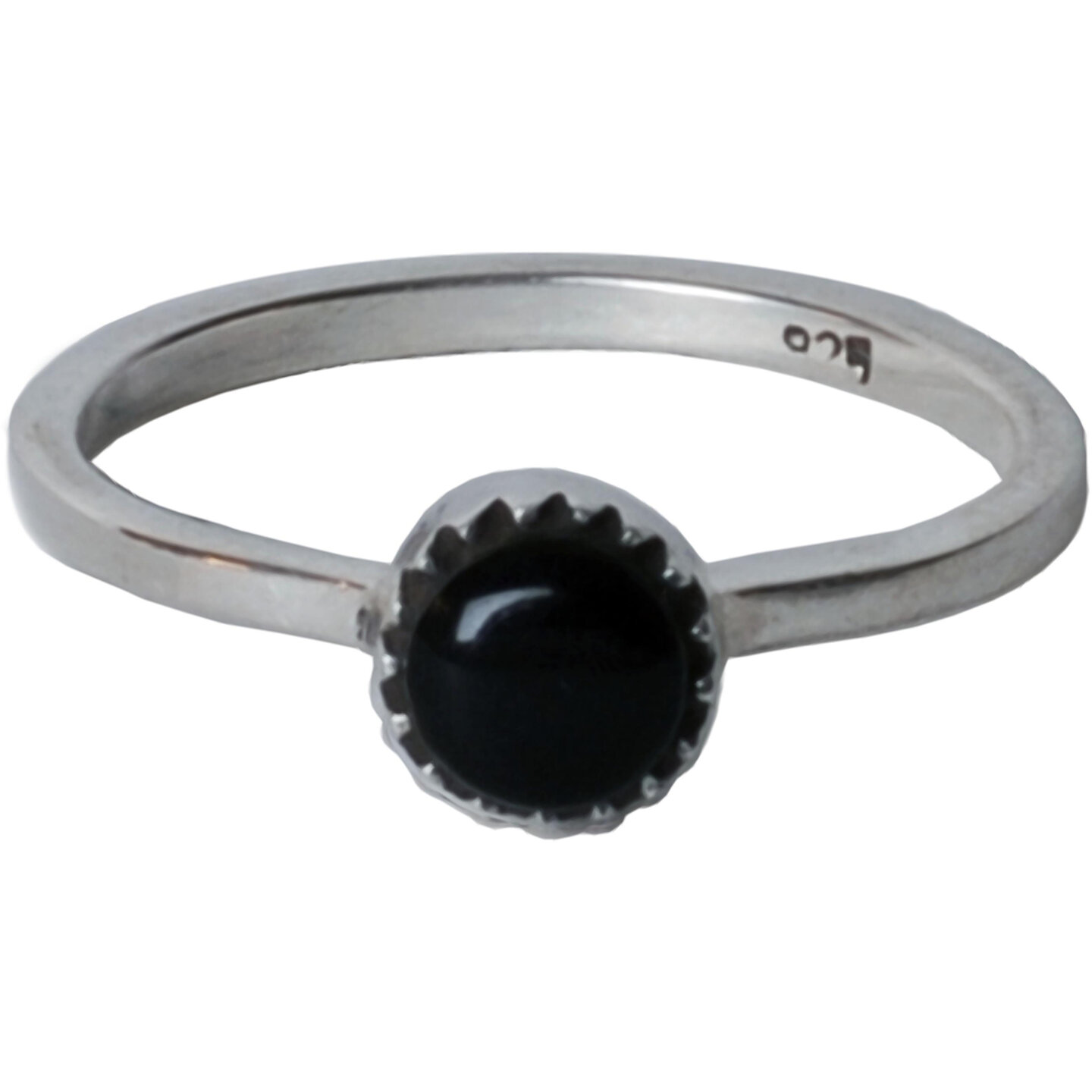 Charmin's Zilveren Ring Ronde Onyx R038 – Authentiek Handgemaakt Zilver