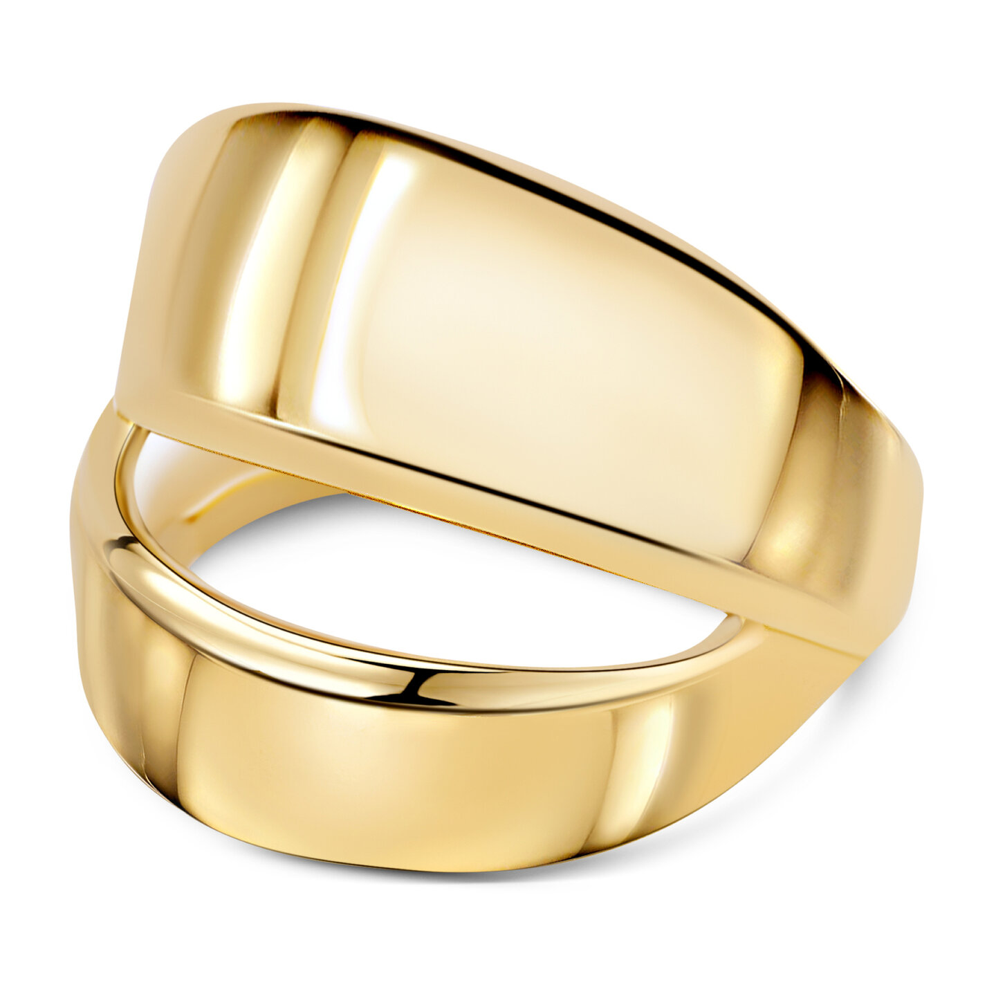 Charmin's Goudkleurige Chunky Ring met Dubbele Linten Staal R1798 – Speels en Stijlvol