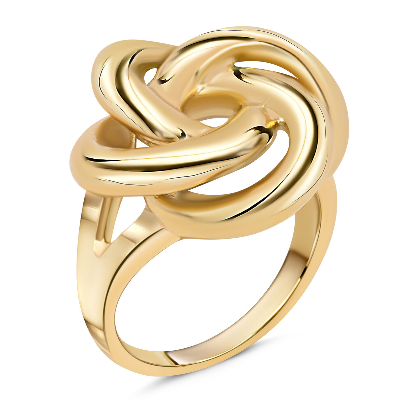 Charmin&#039;s Goudkleurige Chunky Ring met Mattenklopper Knoop Staal R1792 &ndash; Verbinding en Samenwerking