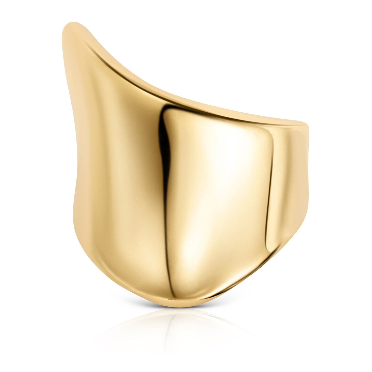 Charmin&#039;s Goudkleurige Chunky Ring met Diagonale Vorm Staal R1791 &ndash; Modern en Edgy