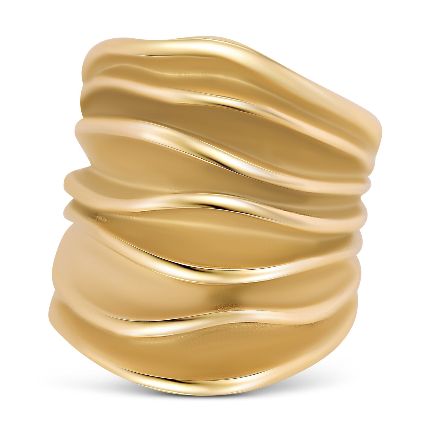 Charmin's Goudkleurige Chunky Ring met Organische Vormen Staal R1790 – Modern en Gedurfd