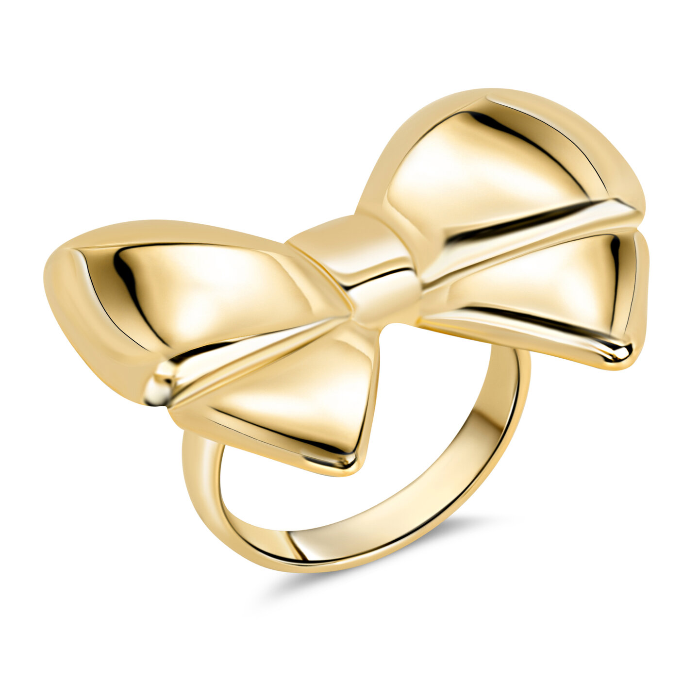 Charmin's Goudkleurige Chunky Ring met Grote Strik Staal R1788 – Elegant en Speels
