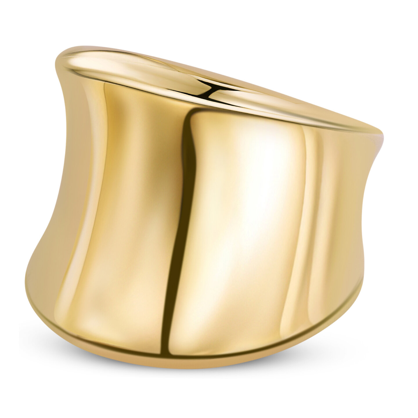 Bague épaisse couleur or avec forme inclinée en acier R1786 de Charmin – élégante et moderne