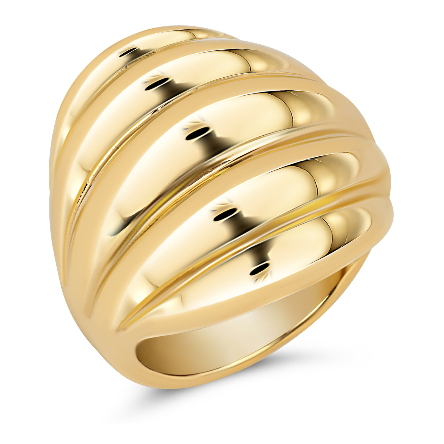 Charmin&#039;s Goudkleurige Chunky Ring met Ovale Bolvorm R1785 &ndash; Licht en Statement