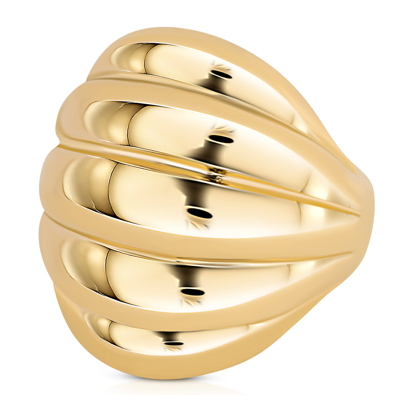 Charmin&#039;s Goudkleurige Chunky Ring met Ovale Bolvorm R1785 &ndash; Licht en Statement