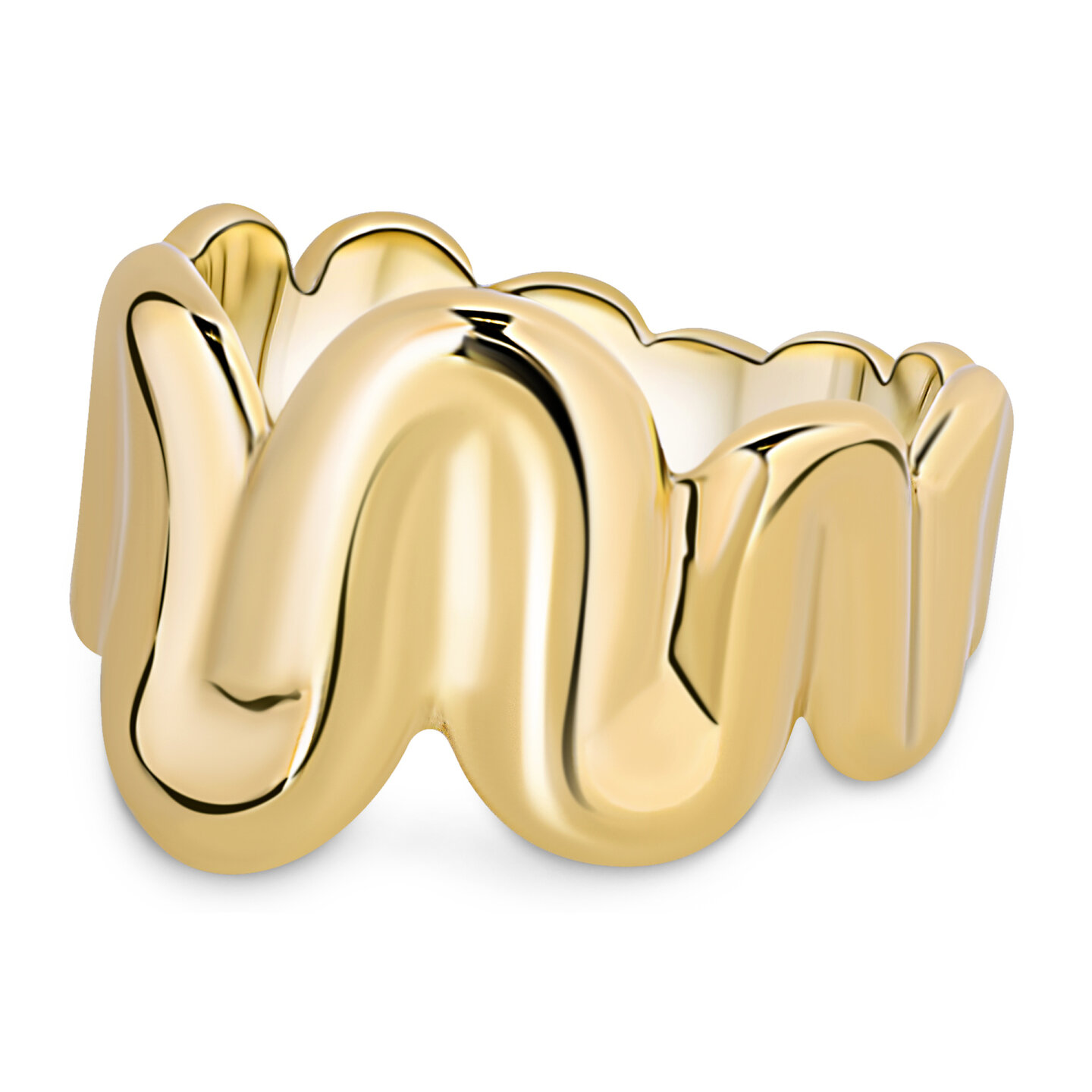 Charmins goldfarbener, klobiger Ring mit Wellendesign R1784 – fließend und kraftvoll