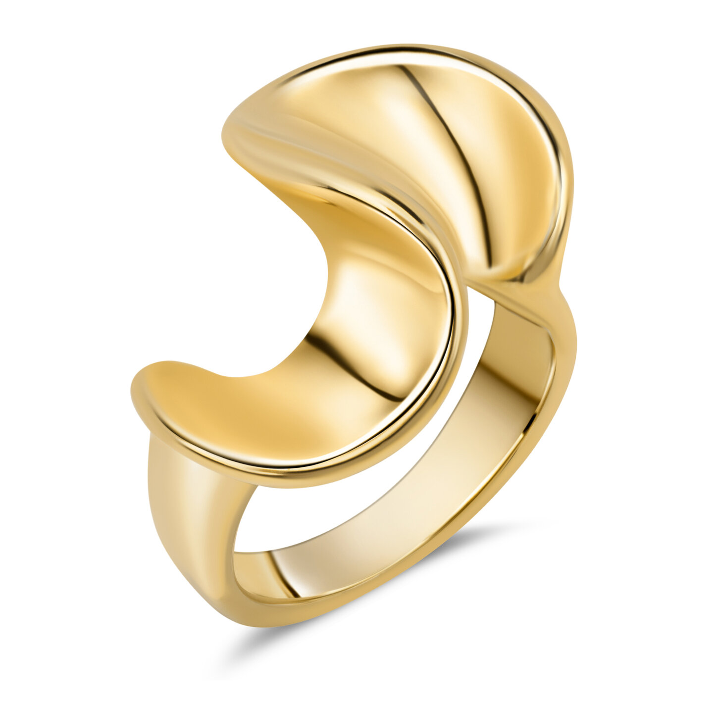 Charmin&#039;s Goudkleurige Chunky Ring met Swirl-Krul Staal R1783 &ndash; Speels en Uniek
