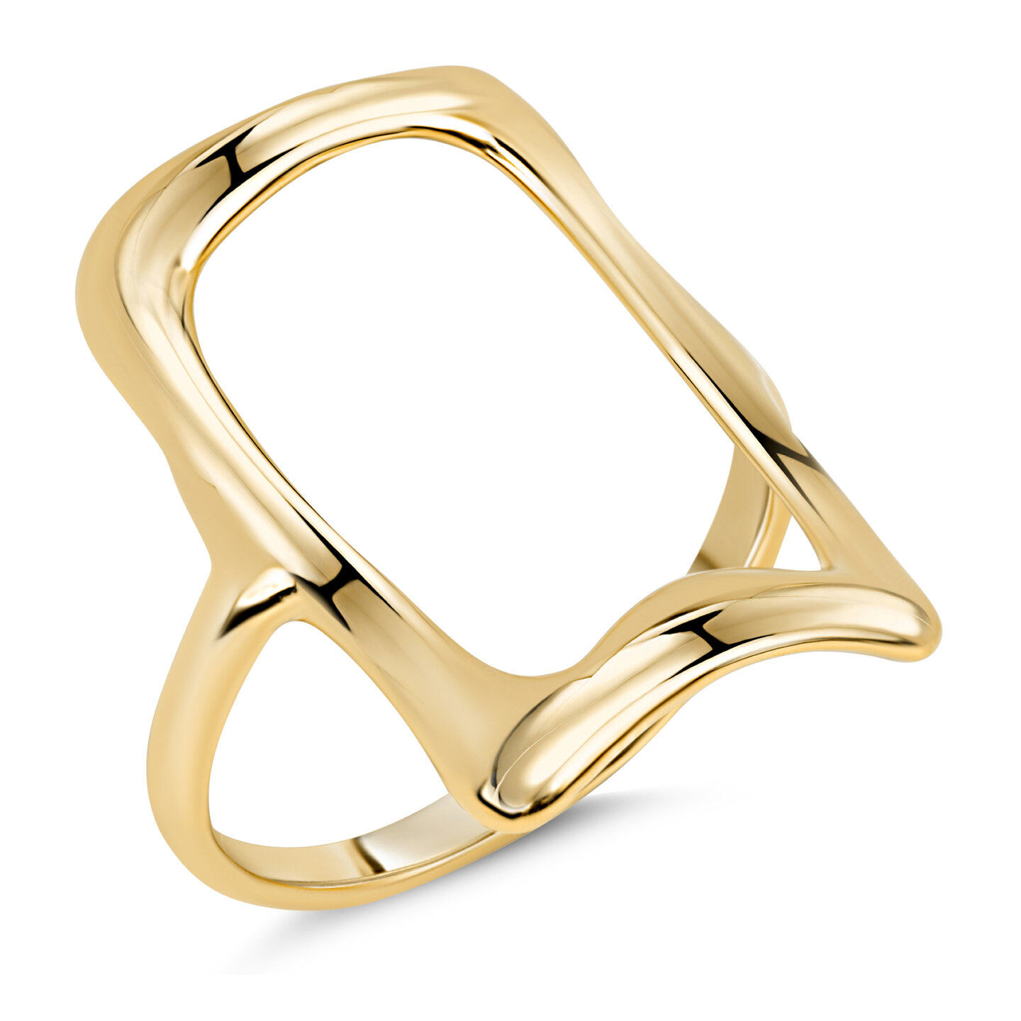 Charmin's Goudkleurige Chunky Ring met Open Rechthoek Staal R1771 – Kracht en Ruimte