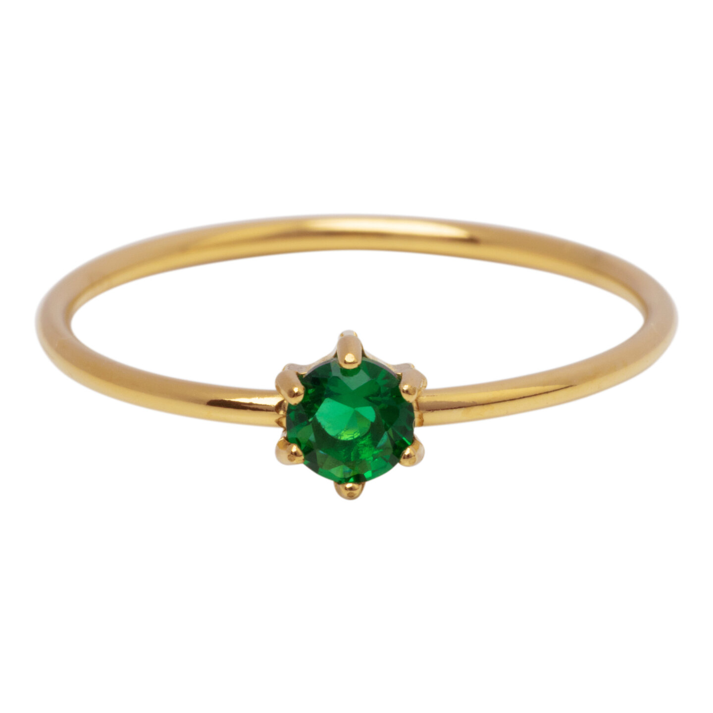 Charmin's Goudkleurige Ring Rond Donkergroen Steentje Crystal R1711 &ndash; Diepgroen Detail
