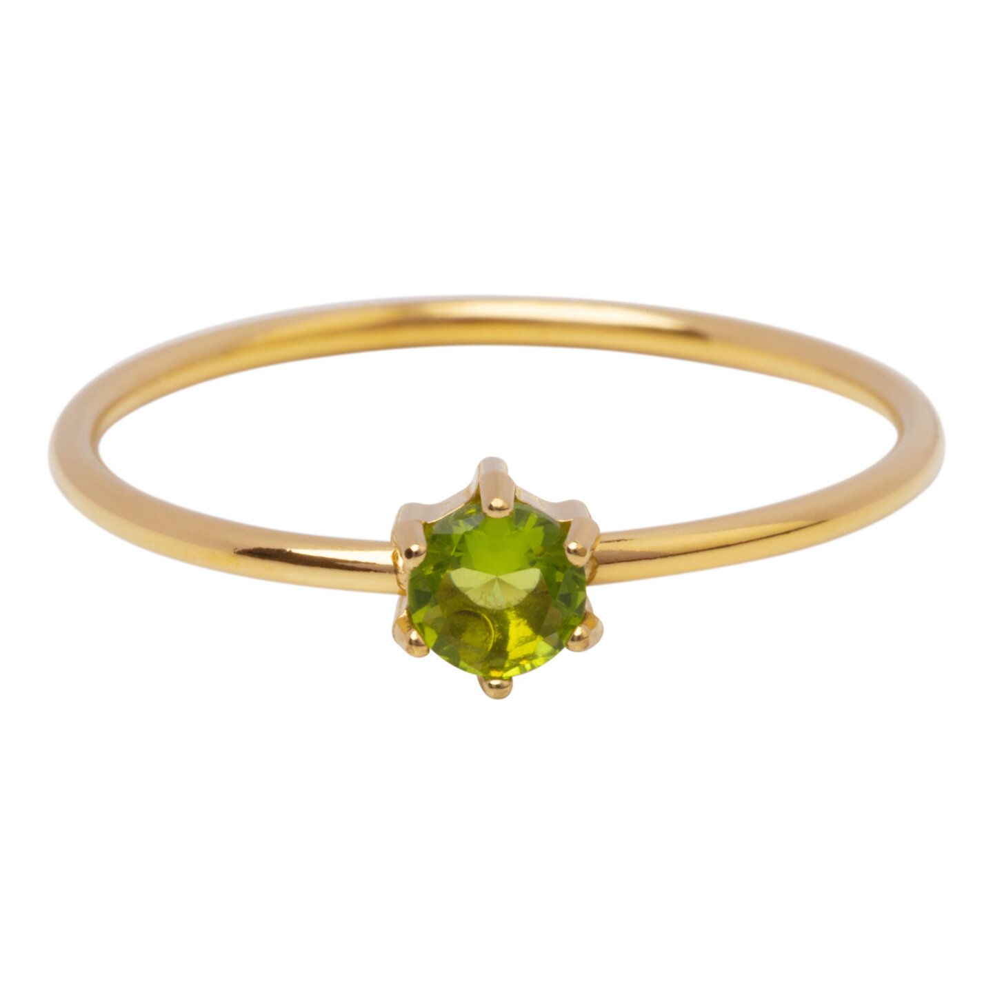 Charmin's Goudkleurige Ring Rond Lichtgroen Steentje Crystal R1710 &ndash; Frisse Glimlach