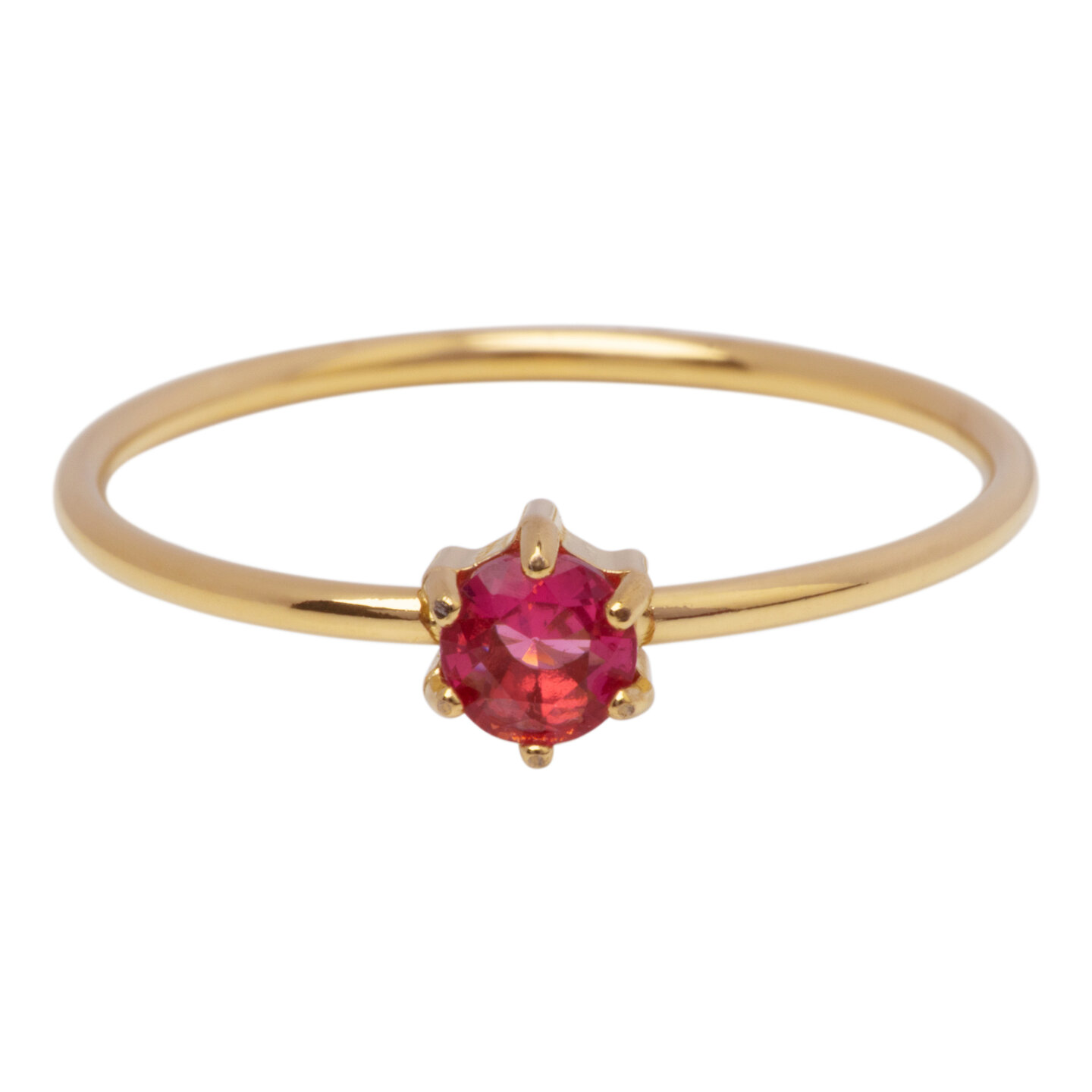 Charmin's Gold-Colored Ring Round Pink Stone Crystal R1705 &ndash; Sweet &amp; Chic