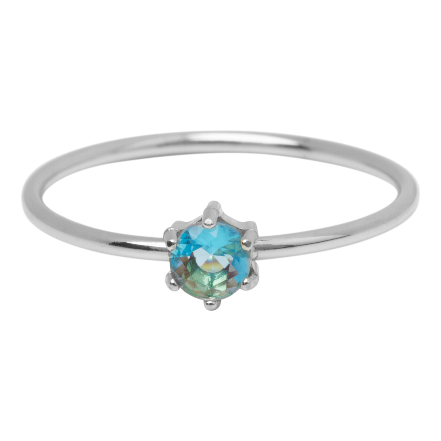 Bague en acier Charmin's ronde en cristal bleu clair R1699 &ndash; Accent bleu frais