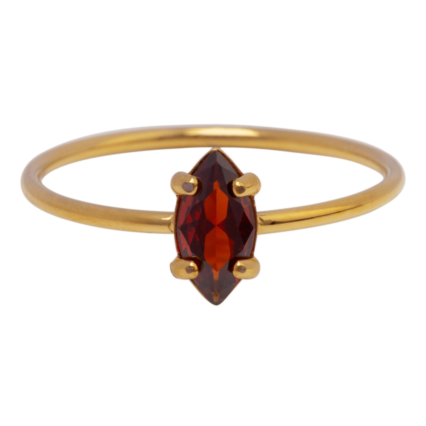 Charmin's Goudkleurige Ring met Ellipsvormig Ruby Rood Kristal R1686 &ndash; Passie in Detail