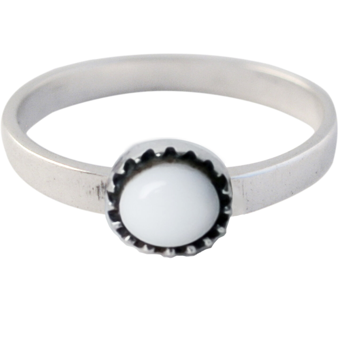 Ring KR05 'Natural Stone' White Agate