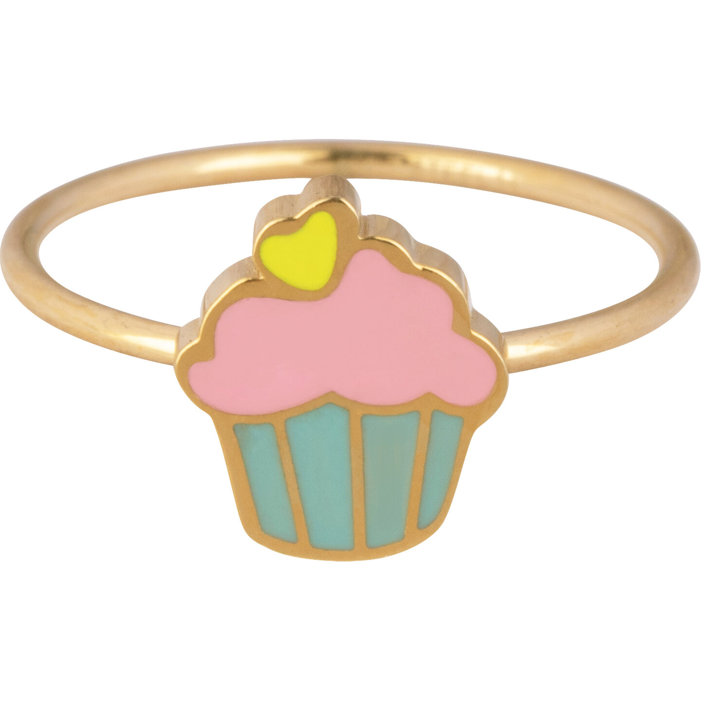 KR110 Muffin Goudkleurig staal Kinderring 