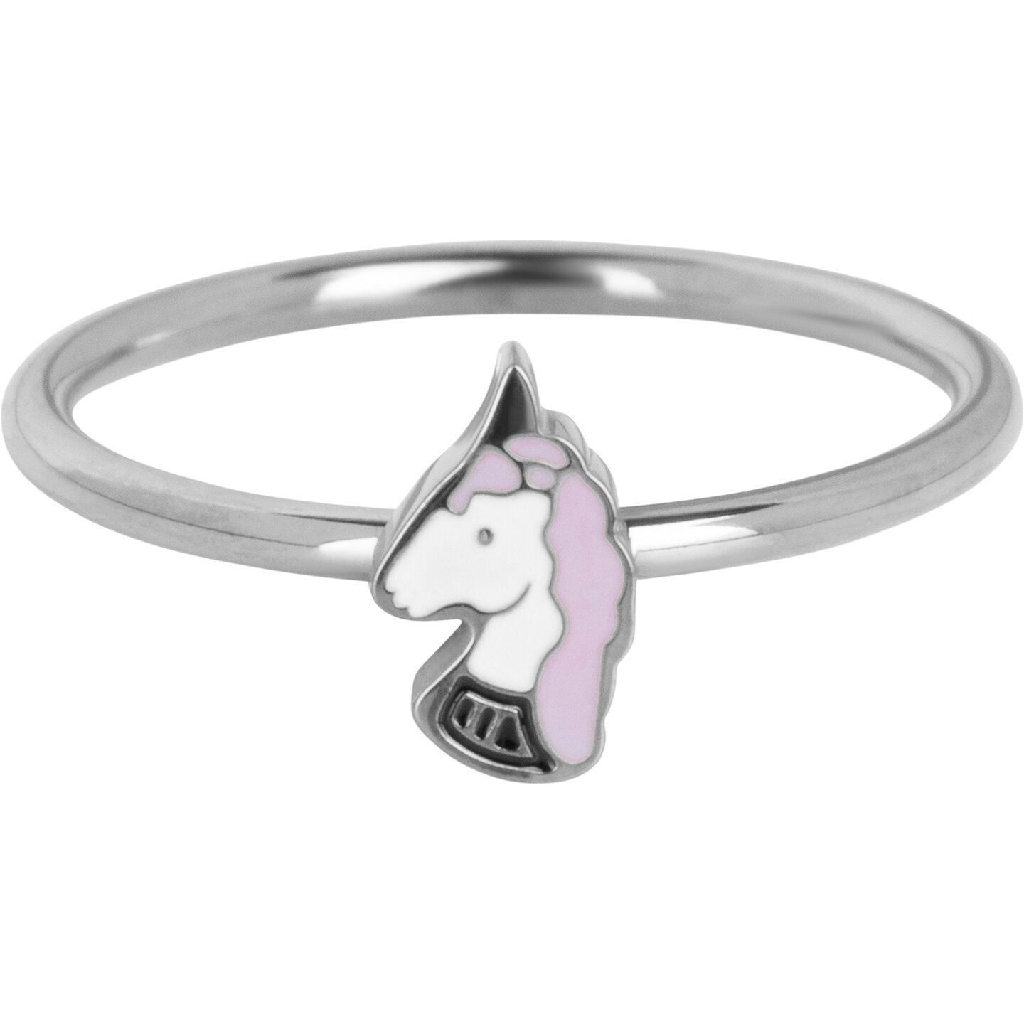 KIDZ Kinderring Staal met Mini Unicorn Hoofdje KR148 – Schattig en Betoverend