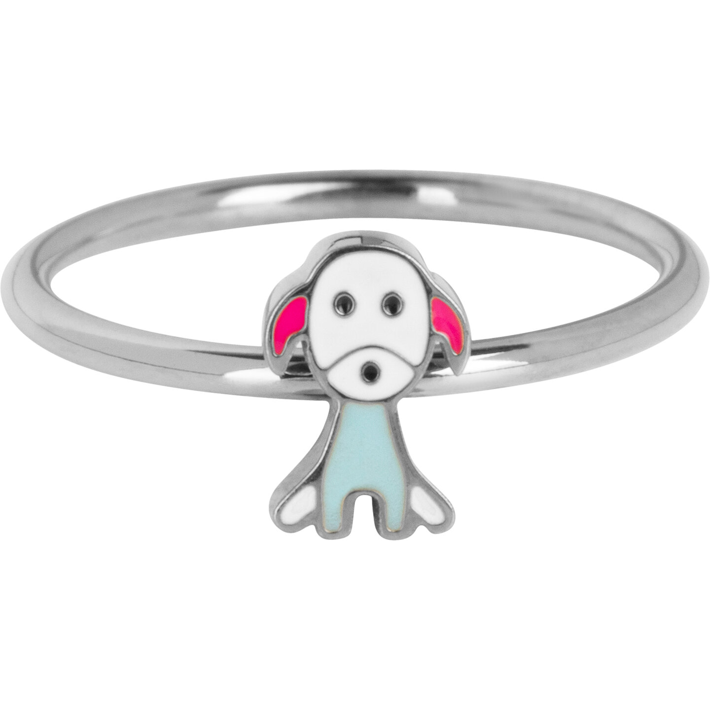 KIDZ Kinderring Staal met Lief Zittend Hondje KR206 – Schattig en Lief