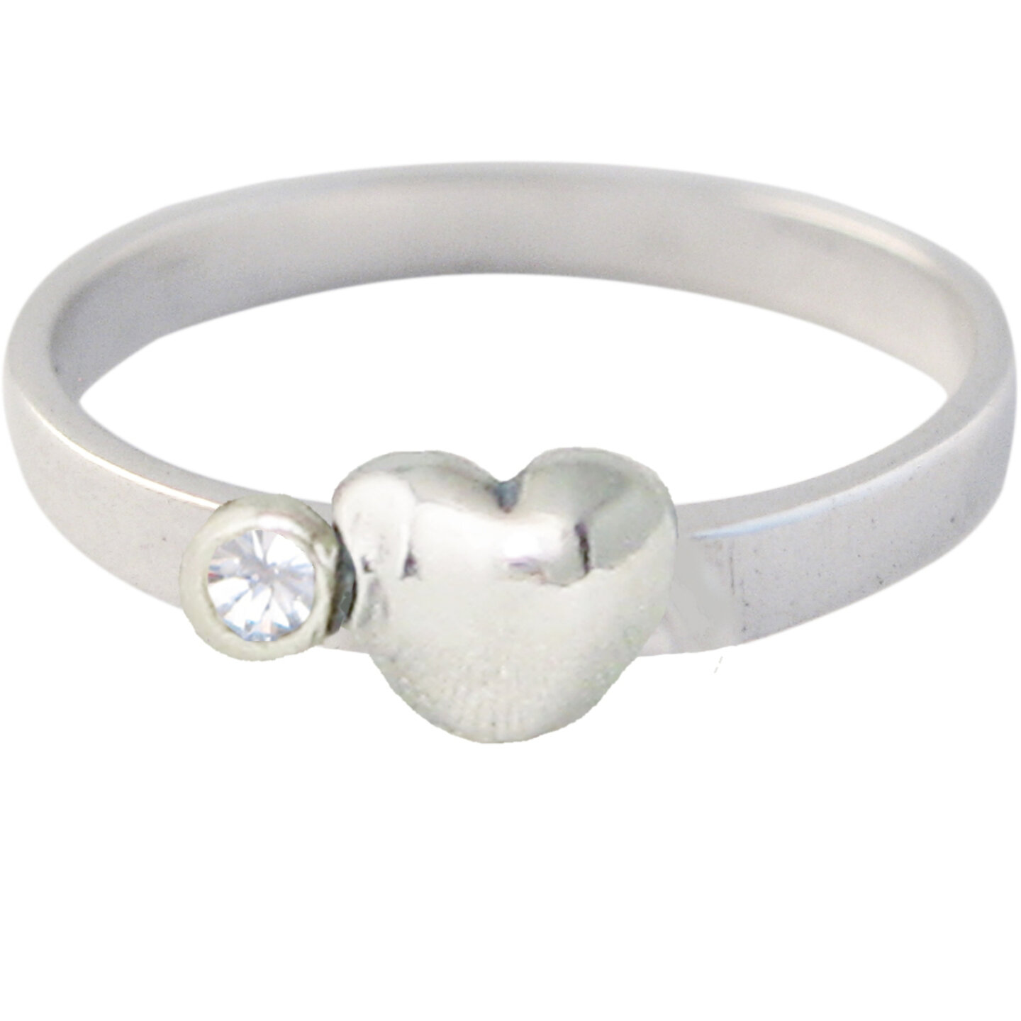 Ring KR33 'Cubic Diamond Heart and Diamond' White