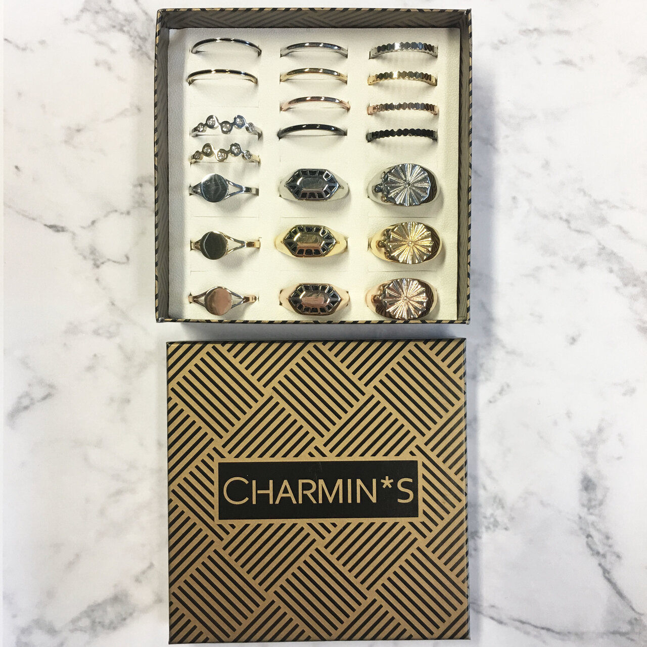 Charmin's Goudkleurige Basic Stapelring met Glanzende Afwerking Staal R635