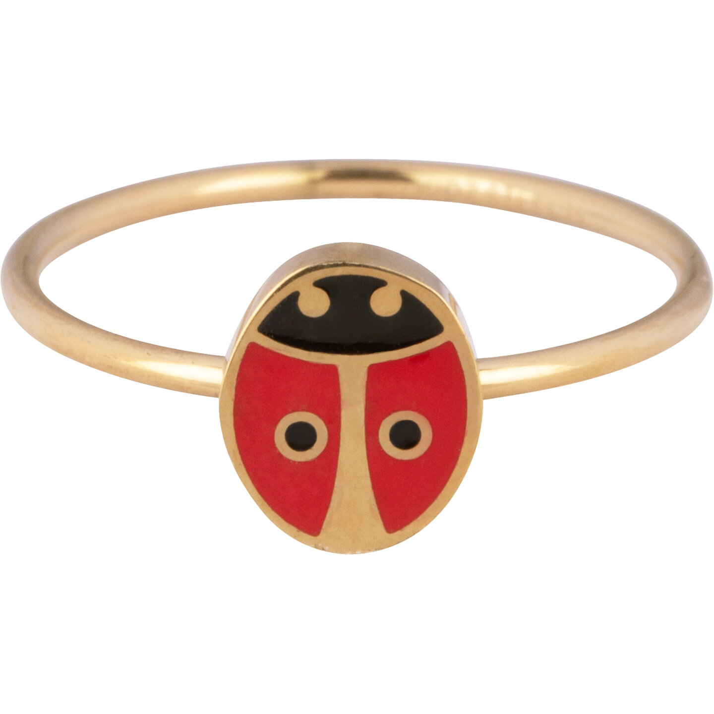 KR114 Lieveheersbeestje Goudkleurig staal Kinderring 