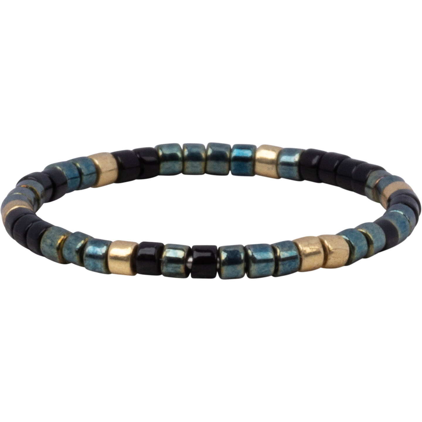 Charmin's Miyuki Beads Gold Black Blue Green Anxiety Fidget Ring R1661
