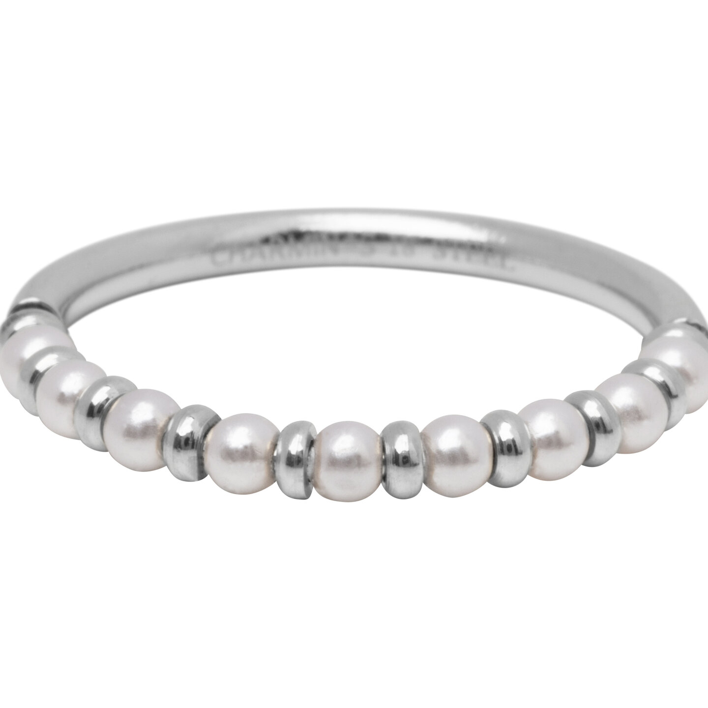 R1667 Angst Palme Kleiner Stahl &amp; Parel Ring