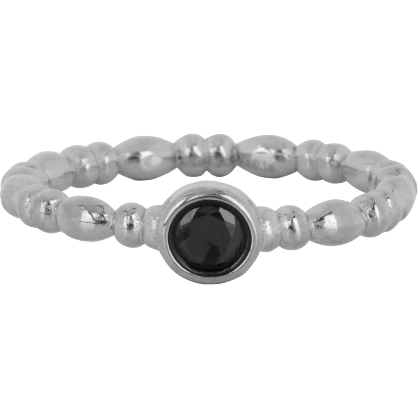 Charmin's Stalen Ring met Zwart Rond Steentje R1503 &ndash; Vintage en strak