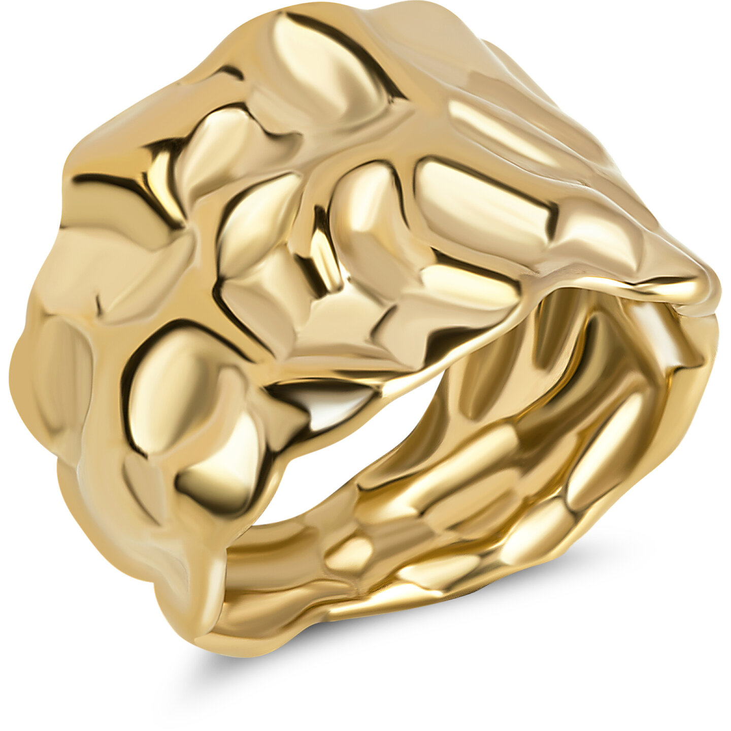 Charmin's Goudkleurige Chunky Ring met Mooie Bewerkinkingen R1837 &ndash; Kracht en Stijlvol
