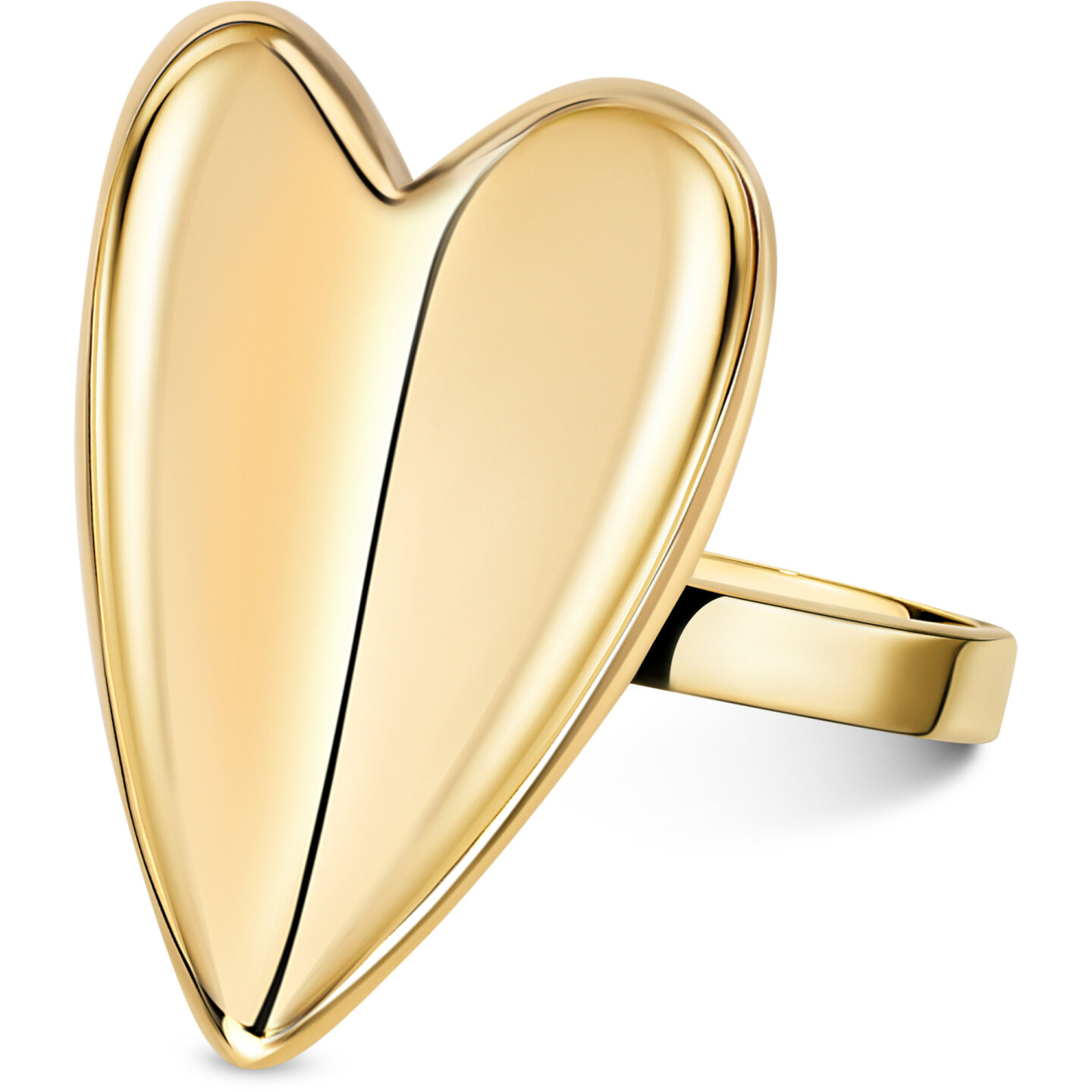 Charmin's Goudkleurige Chunky Ring met Hartvorm Staal R R1847 &ndash; Krachtig en Groot