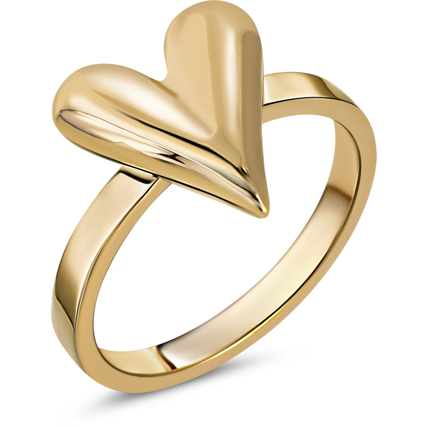 Charmin's Goudkleurige Chunky Ring met Hartvorm Staal R R1845 &ndash; Bescheiden en ellegant.