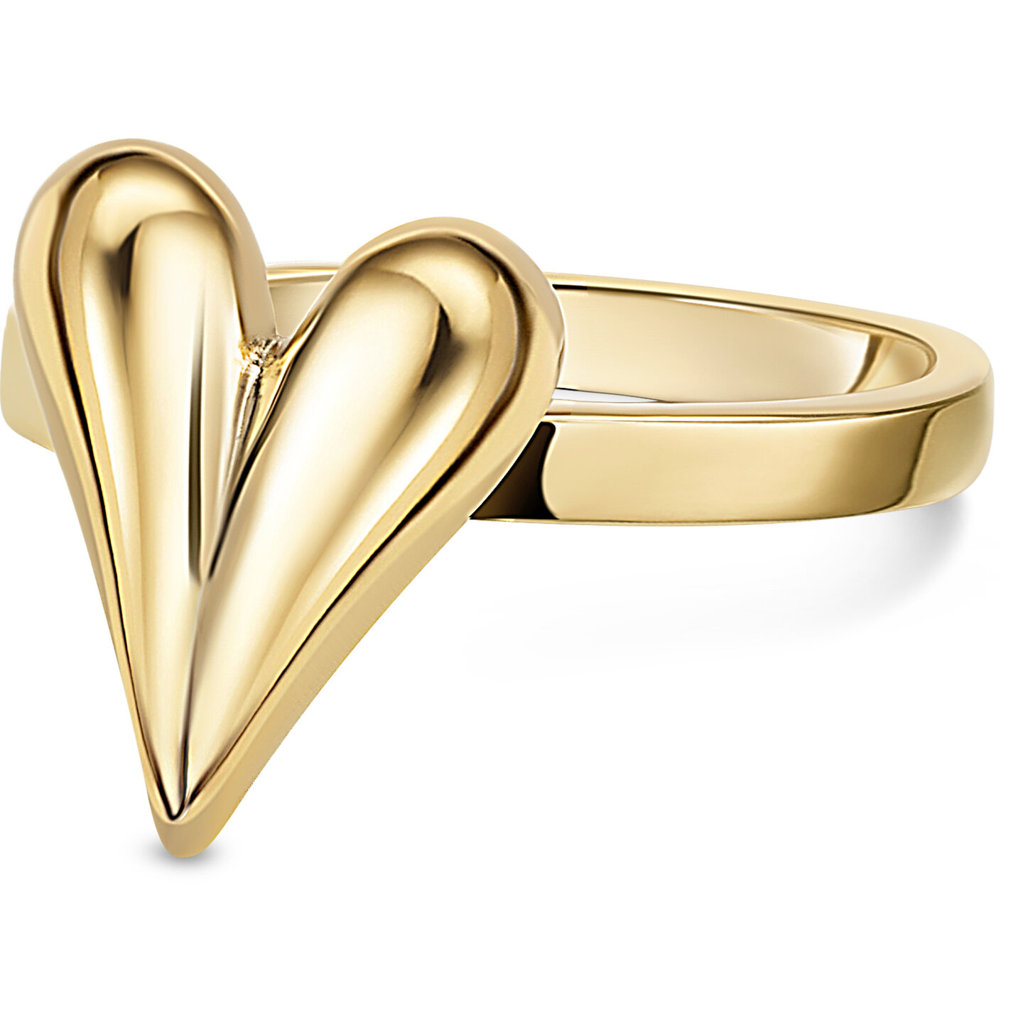 Charmin's Goudkleurige Chunky Ring met Hartvorm Staal R R1845 &ndash; Bescheiden en ellegant.