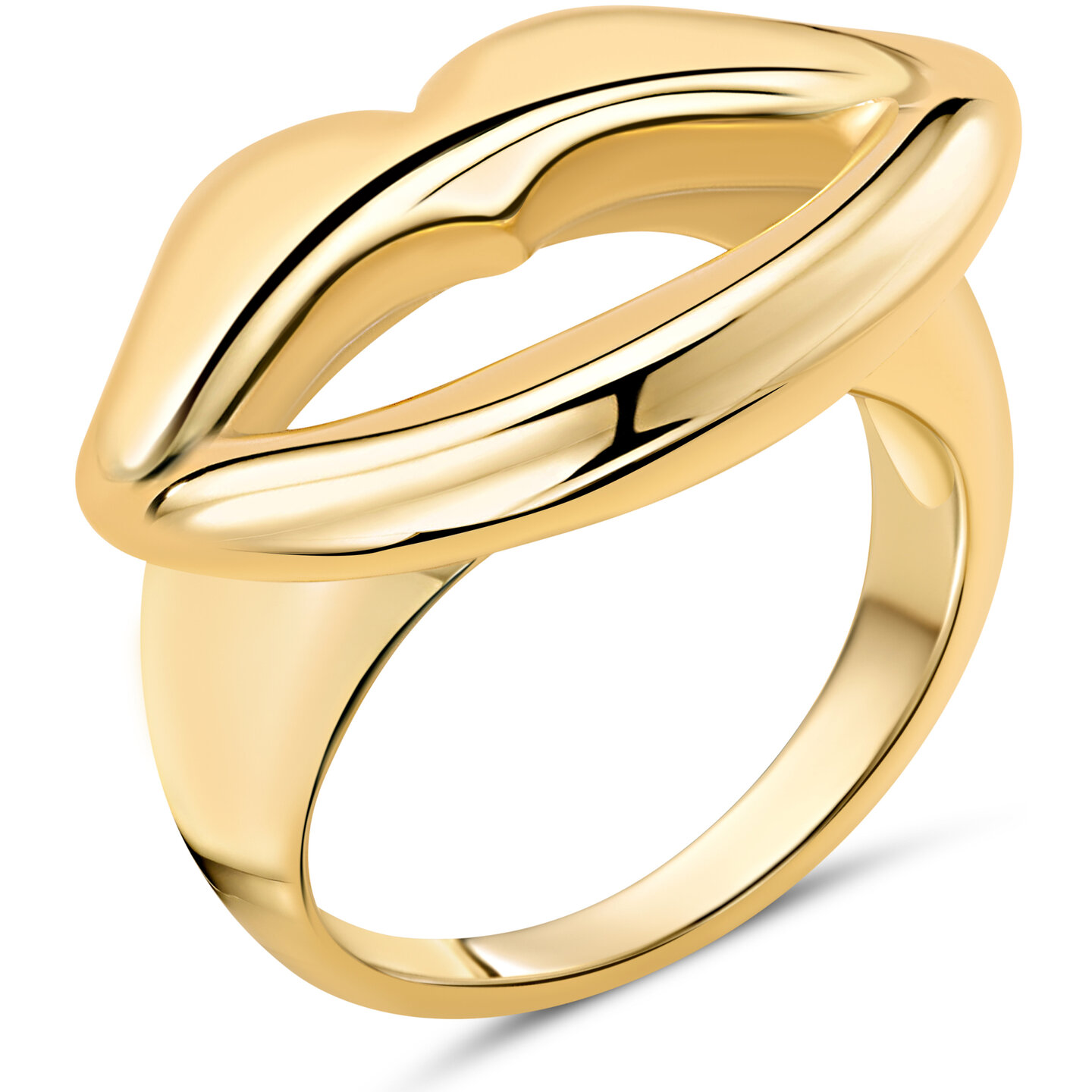Charmin's Goudkleurige Chunky Ring met Mooie Lippen R1824 &ndash; Kiss me
