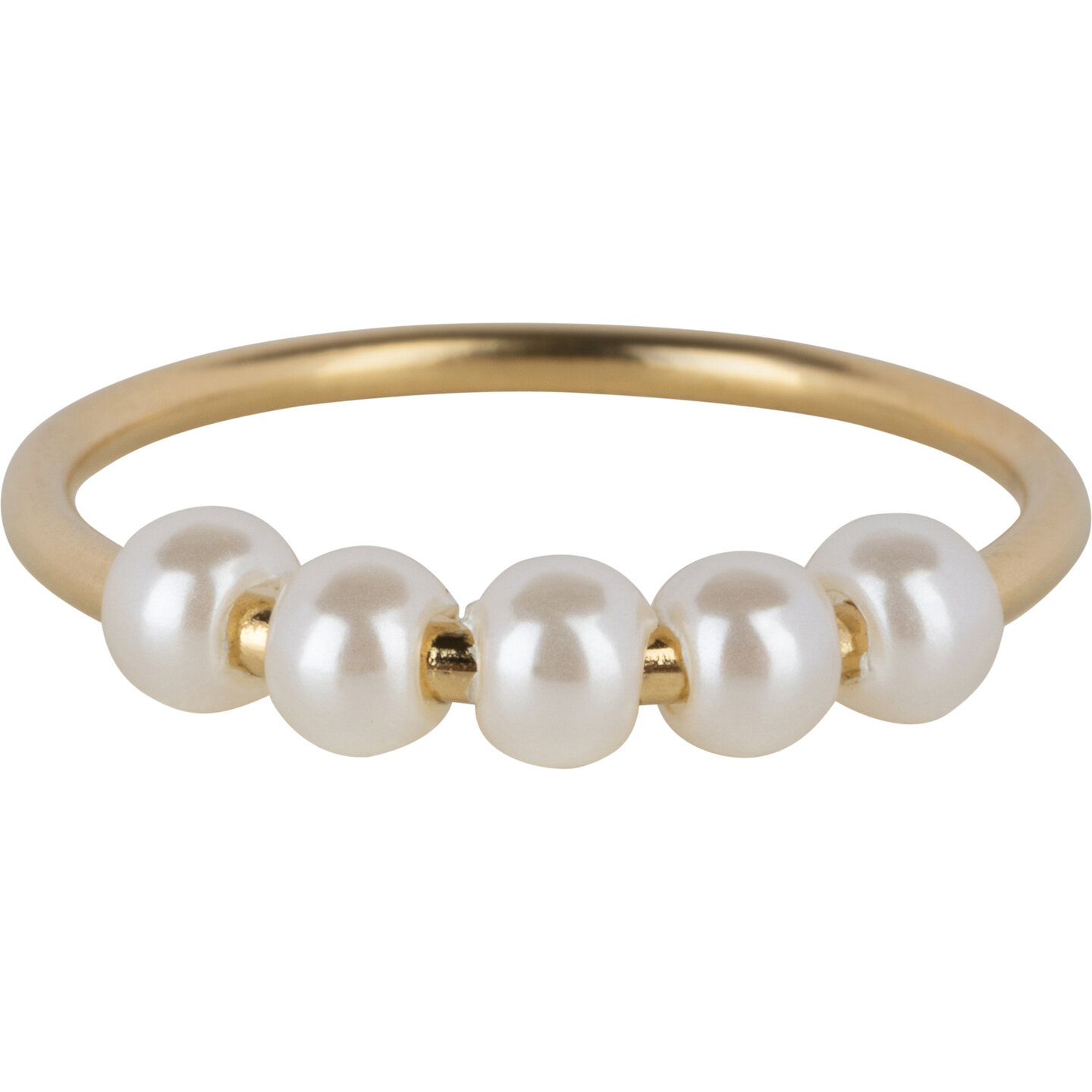 Charmin's Ring Draaiende Parels Anxiety Fidget Goudkleurig Staal R1365