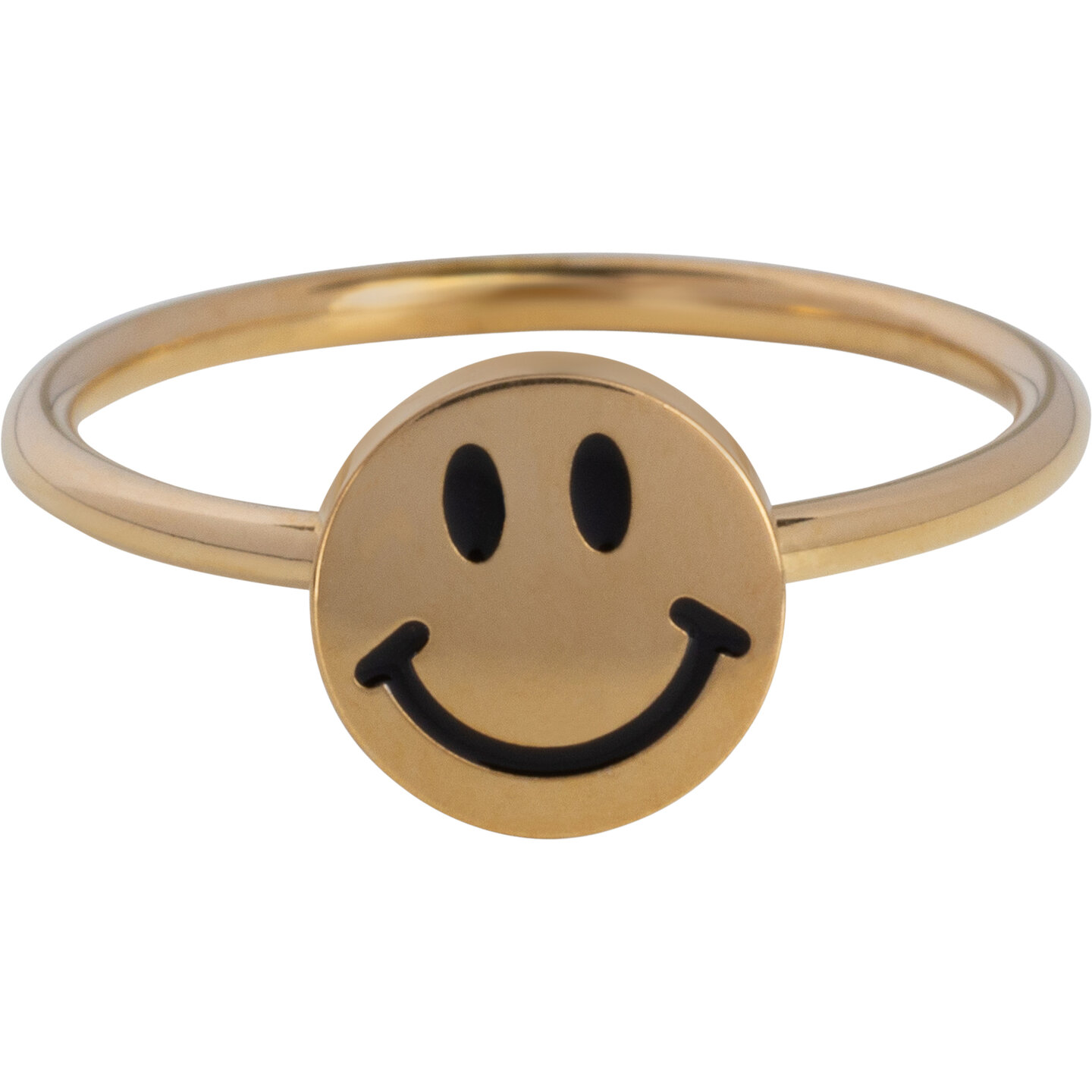 Goldfarbener Smiley Kinderring Stahl KR165 - Freude am Finger