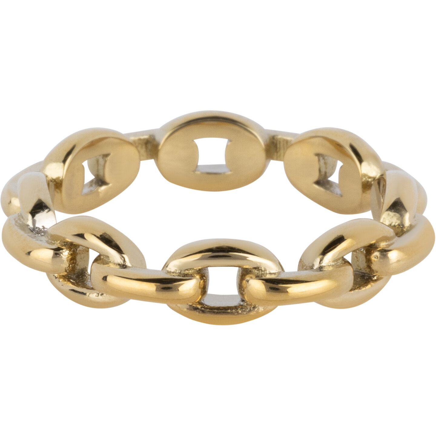 Charmin's Goudkleurige Ring met Stevige Ovale Schakel Staal R1566 &ndash; Closed Forever