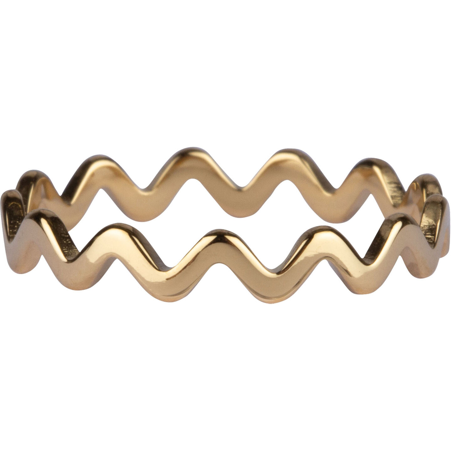 Charmin&rsquo;s stapelring R903 Platte Wave Goldplated