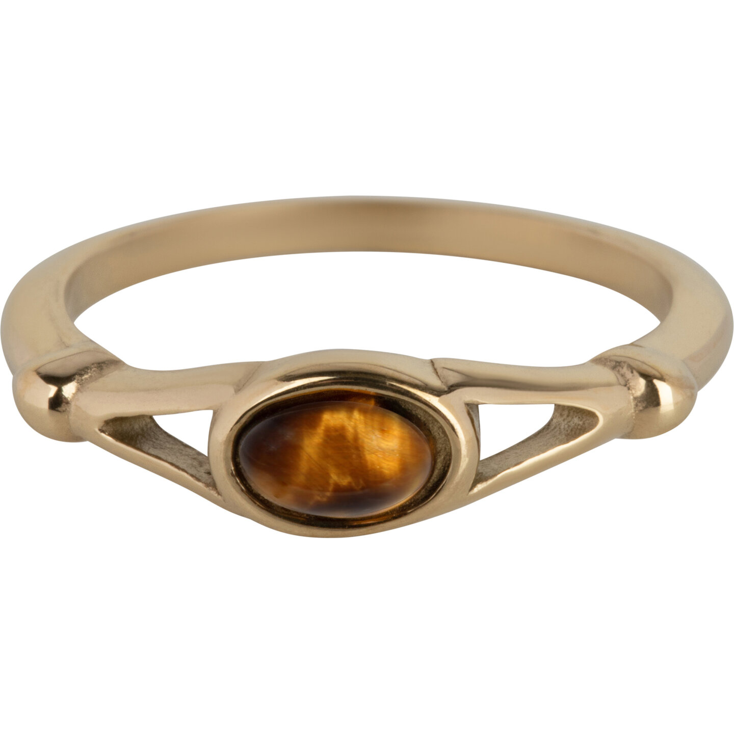 Charmin&rsquo;s Charmin&rsquo;s Ovale Elegante Tijgeroog Ring Goud R1161