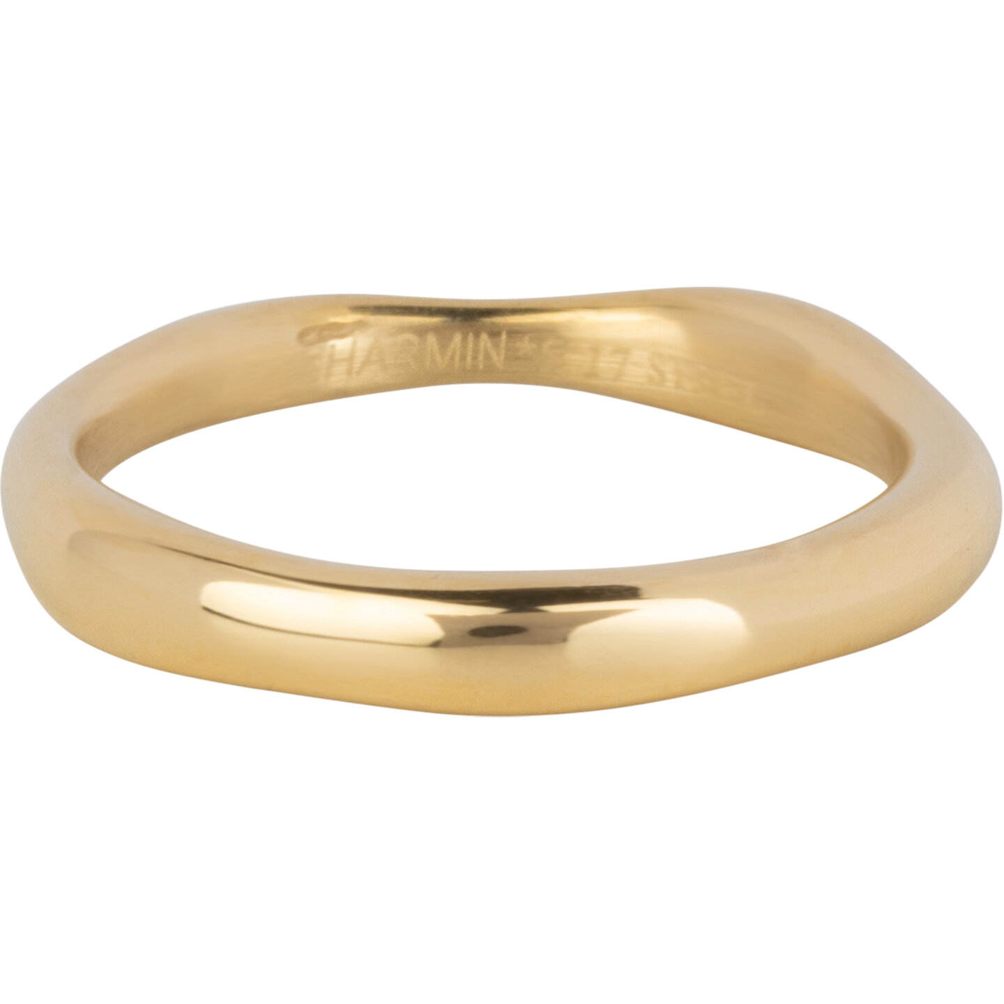 Bague dor&eacute;e en acier ondul&eacute; Charmin R1405