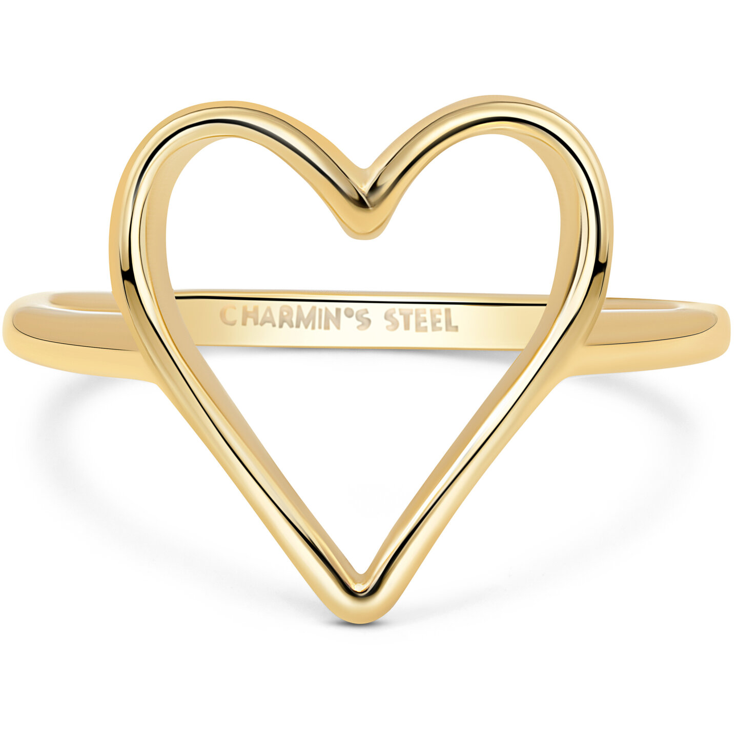 Charmin's Goudkleurige Ring met Hartvorm Staal R R1769 &ndash; Ruimtelijk en Elegant.
