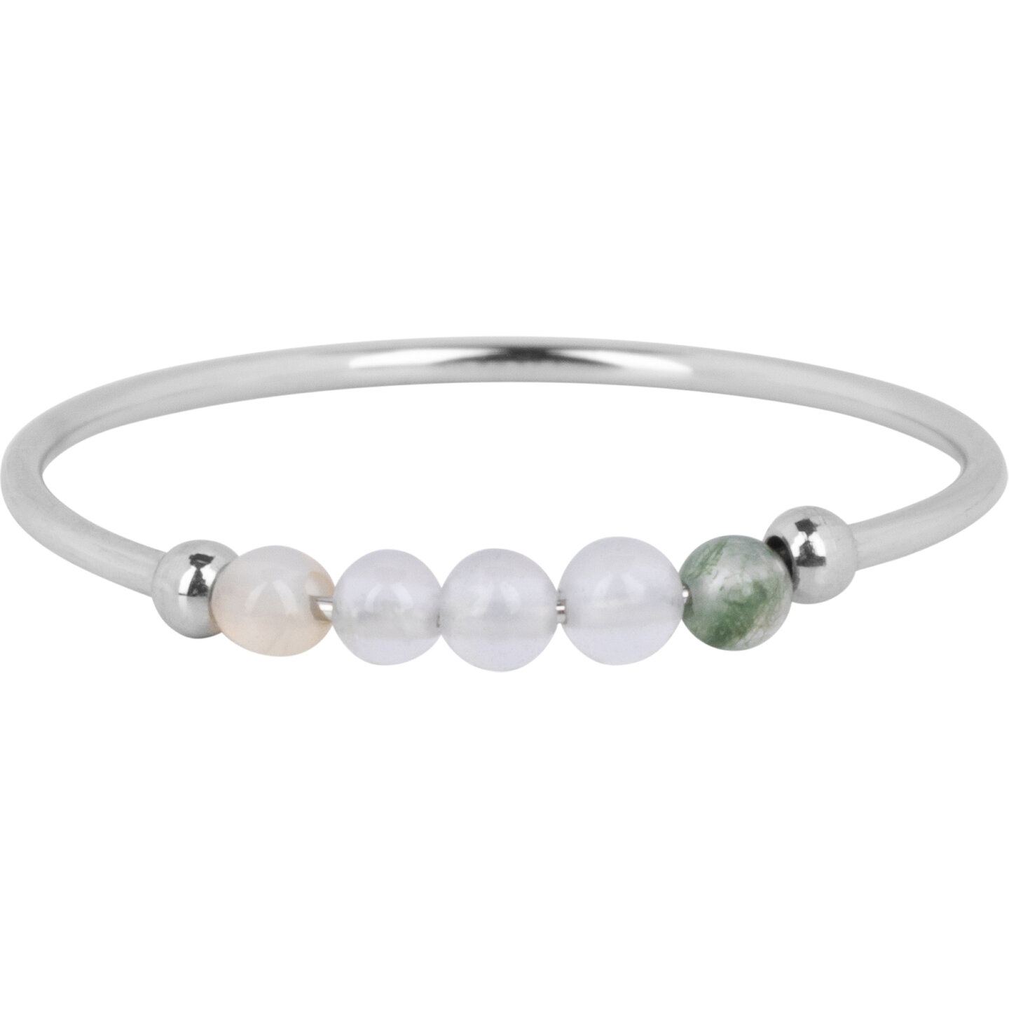 Charmin's Anxiety Ring NaturalStones Mosagaat Beads Staal R1328