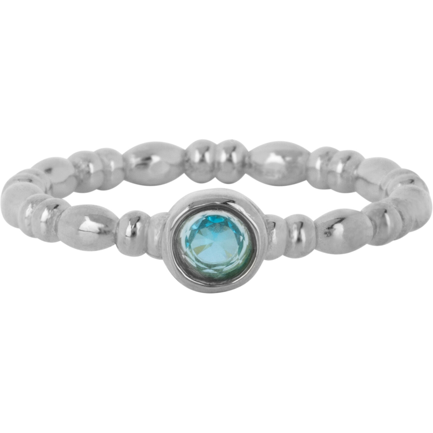 Charmin's Stalen Ring met lichtblauw Rond Steentje R1509 &ndash; Vintage en strak